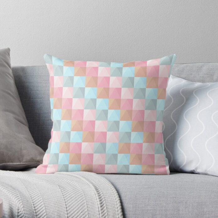 Abstract Tie Dye Pastel Geometric Rectangles Pattern Throw Pillow